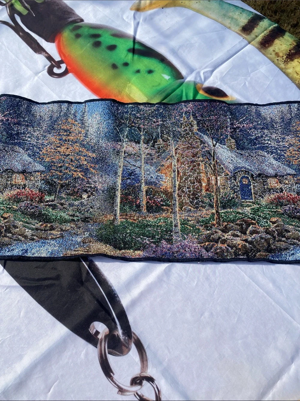 Vintage Thomas Kinkade Everett's Cottage Tapestry Table Runner 68